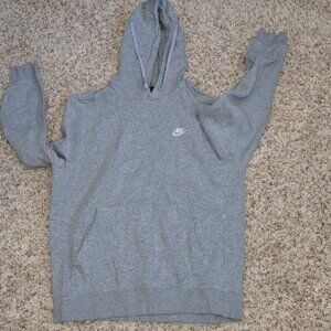 Nike Hoodie Womens Large Gray White Swoosh Pullover Sweatshirt Sweater Ladies
